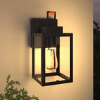 10 Inch Dusk to Dawn Outdoor Wall Light, Small Outdoor Wall Lantern, Exterior Dusk to Dawn Porch Light, Black Modern Outside Wall Sconces, Waterproof Outdoor Wall Lamp for Porch Front Door, 1 Pack by WISBEAMSmart