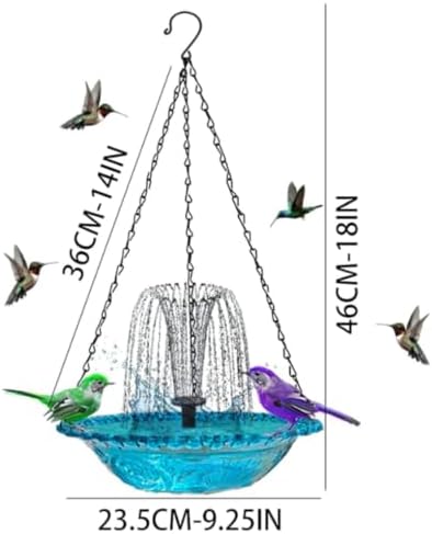 Solar Cascade Hanging Bird Bath Fountain, Outdoor Solar Powered Hanging Bird Bath with Pump Dispenser, Large Humming Birds Shower Bowl Kit for Garden Patio Yard Balcony Decoration (Blue) - Image 7