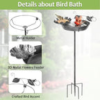 Echaprey Metal Bird Bath Outdoor Removable Bowl Heavy Duty Rustproof Gray - Image 5