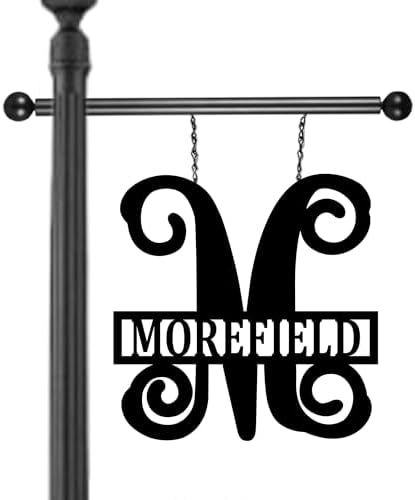 Personalized Last Name Lamp Post Arm Sign for House - Custom Initial Address Mailbox Plaque for Outside Home - 12 inch - Customized Garden Flag with Couples Names Gift by PKDecor
