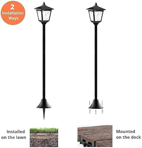 40 Inch Solar Flame Lantern Outdoor 1 Pack, Waterproof Post Light with 3D Flickering Flame, Dusk to Dawn Solar Column Light for Garden Driveway Patio Yard Decor - Image 2