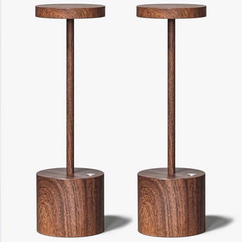 Cordless Rechargeable LED Table Lamp Set of 2, Wood by BarrycaLighting