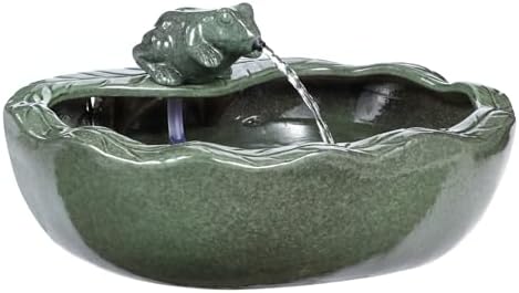 Ceramic Solar Water Fountain Outdoor – 11" Glazed Frog Solar Garden Fountain, Solar Powered Fountain for Garden, Patio, Yard, Tabletop by Unknown