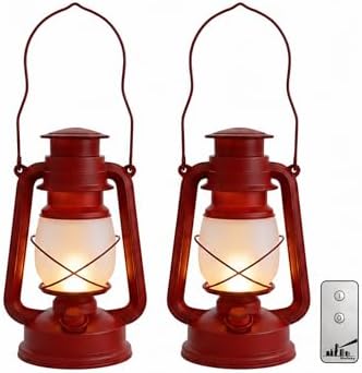 Wallsky Red Lanterns Battery Operated Vintage Lantern for Home Decor by Wallsky