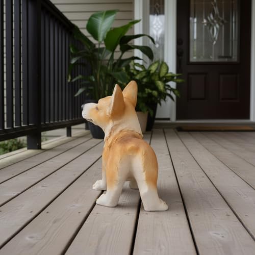 Elenon Dog Garden Statue Decorative for Yard, Brown Corgi Figurines Home Lawn Decor, Patio Kitten Tuxedo Statues Pets Memorial Ornament for Dog Lovers - Image 6