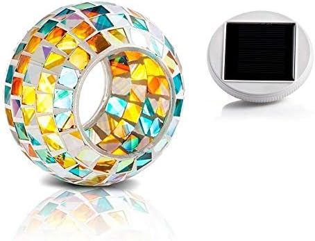 Solar Outdoor Table Lamp, Solar Powered Mosaic Glass Ball Garden Lights Waterproof Color Changing Mood Night Lights (Colorful) - Image 5