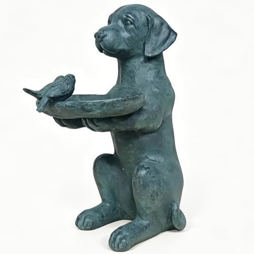 Cynkeyee Outdoor-Statues Garden Decor Bird Bath - Large Dog Statue Bird Feeder Statues for Outside Yard Lawn Patio Gardening Gifts for Women Fairy Garden (Bronze) by Cynkeyee