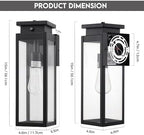 Cerdeco 15" Dusk to Dawn Outdoor Wall Light with 4-Side Clear Glass,2 Pack - Image 6