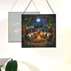 Campfire Story Gnome Stained Glass Suncatcher – Square Hanging Window Panel for Home or Greenhouse – Whimsical Glass Art Gift for Garden Lovers, Christmas, Halloween, Father Days hQZx4H - Image 4