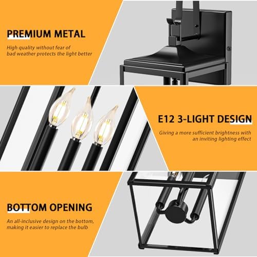 24" Extra Large Outdoor Wall Light 2 Packs, Exterior Lighting Fixtures - Image 4
