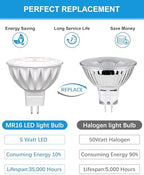 MR16 LED Bulbs 50W Equivalent 5W GU5.3 Spotlight Bulbs 3000K Warm White 38° Beam Angle Non-Dimmable for Landscape, Recessed, and Track Lighting – 12 Pack - Image 3