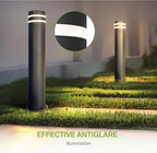 ASD 24" Round Bollard Light Fixture, Outdoor Pathway Floor Lamp | Antiglare, Waterproof, ETL Listed | 60W E26 Bulb Socket 120V | Landscape Hardwired Lighting, Exterior Post Lantern | Black - Image 7