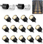16 Pack LED Recessed Deck Lights with Protecting Shell, IP68 Waterproof Warm White, 0.6W , Outdoor Landscape Lighting, 12V Low Voltage Deck Lights Kit for Garden Yard Step Riser Stair Decoration by Sunmerit