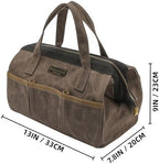 Tool Bag, 13-inch Heavy Duty 16oz Waxed Canvas Wide Mouth Water-Resistant Tool Pouch, Tool Tote with Handle for Tools, Wrenches, Screwdrivers (13 X 7.8 X 9 inch) | Grey - Image 2