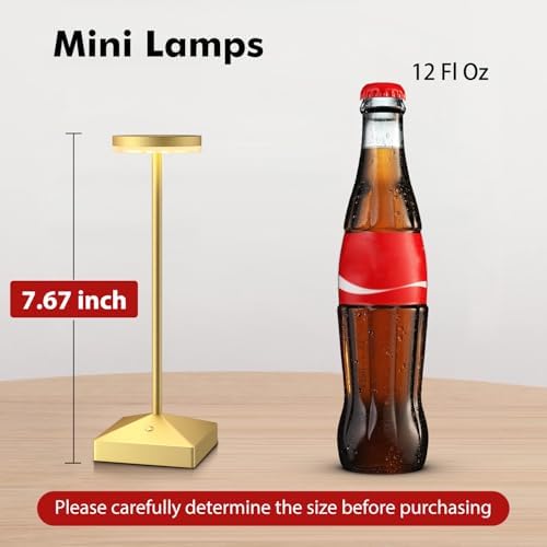 3 Pack Small Gold Rechargeable Cordless Table Lamps Dimmable - Image 3