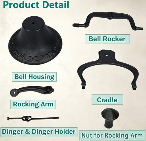 17'' Large Cast Iron Dinner Bell, Farmhouse Hanging Bell for Outdoor Use - Image 7