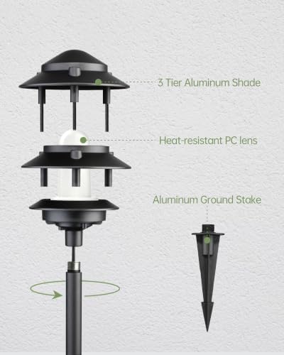 LITFIT 4Pack Low Voltage Pagoda Landscape Lighting, 12V Pathway Light Wired - Image 7