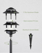 LITFIT 4Pack Low Voltage Pagoda Landscape Lighting, 12V Pathway Light Wired - Image 7
