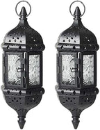 2Pcs Moroccan Lantern, Hollow Vintage Hanging Candle Lantern Metal Ramadan Decorations for Home Indoor Outdoor by Unknown