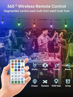 Commercial Grade 48FT LED Outdoor String Lights with Remote Control - 15 Shatterproof Bulbs Waterproof Color Changing Christmas Lights, Dimmable for Patio, Garden, Wedding Decor - Image 4
