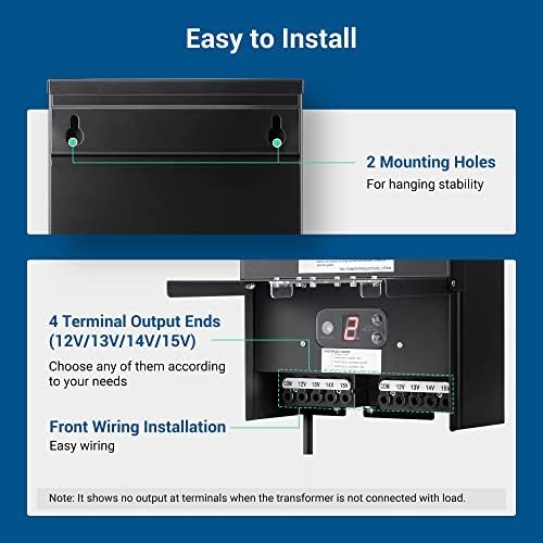 DEWENWILS 600W Low Voltage Landscape Transformer, Outdoor Weatherproof Transformer with Timer and Photocell Sensor, 120V AC to 12V/13V/14V/15V AC for LED Lighting, Walkway Light, cULus Listed - Image 6