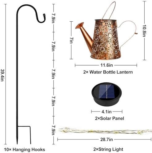 Forlivese 2PCS Solar Watering Can with Lights, Solar Lights Outdoor - Image 3