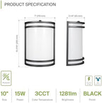 ASD LED Outdoor Wall Sconce, Dusk to Dawn 3000K 4000K 5000K Black 2 Pack - Image 2