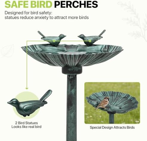 Magshion 31.5" Bird Bath with Solar Fountain for Outside, Green - Image 6