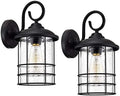 MICSIU Matte Black Outdoor Wall Lantern 2-Pack Rustic Farmhouse 12.25" by MICSIU