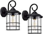 MICSIU Matte Black Outdoor Wall Lantern 2-Pack Rustic Farmhouse 12.25" by MICSIU