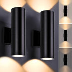 DAKAFUL Dimmable Wall Lights Outdoor 2 Packs, Integrated LED Cylinder Up Down 12W 2700K Modern Aluminum Light, Waterproof Exterior Light for Porch Patio Door - Image 6