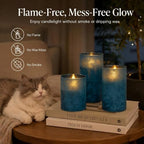 Pillar Candles Battery Operated with Timer, Coastal Candles for Blue Decor - Image 2