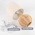 Rattan Table Lamp, Vintage Wicker Wooden Nightstand Lamp Set of 2, Boho Bamboo Woven End Table Lamp for Bedroom Living Room Desk Room - Image 4