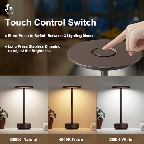 2 Pack Cordless Table Lamps Rechargeable, 5000mAh LED Table Light - Image 2