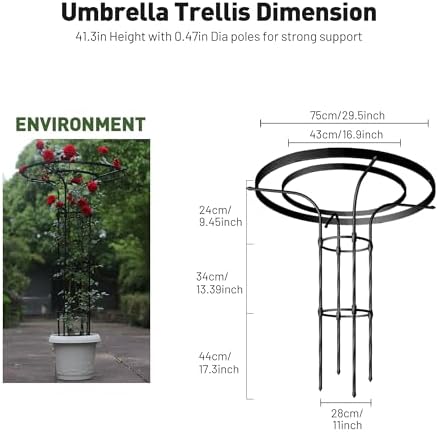 Umbrella Top Garden Trellis for Climbing Plants Outdoor, 3.7FT Tall Obelisk - Image 2