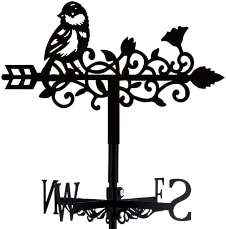 Bird and Vine Weathervane Metal Wind Vane Animal Garden Decoration Direction Sign Indicator Stake Mount Ornament for Farmhouse Yard Roof Outdoor by beinkmake