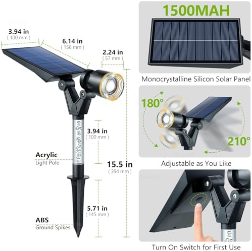 DenicMic Solar Spot Lights Outdoor Waterproof Green Lens LED 4 Pack - Image 5