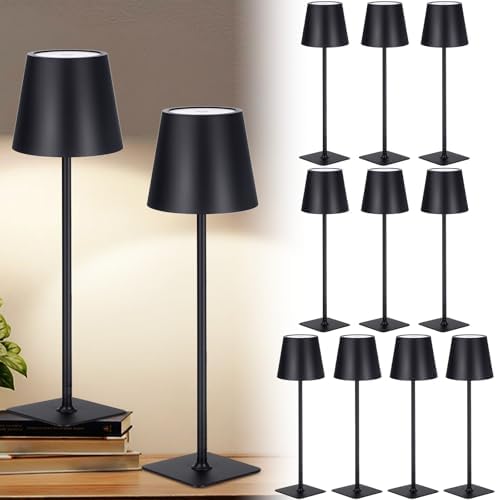Retisee 12 Pack Cordless Table Lamp Portable Rechargeable Lamps, Black by Retisee
