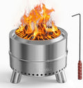 20 Inch Smokeless Fire Pit with Removable Ash Pan, Fire Pits for Outside Wood Burning, Portable Bonfire Outdoor Firepit, Bag & Poker Included, Stainless Steel (Silvery- with Legs-Fire Pit) by AILEADING