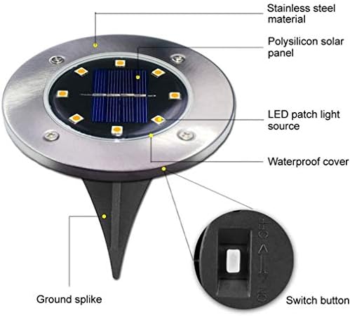 Ulalaza 4Pcs Solar Ground Lights 8 LED Waterproof Outdoor Garden Lights for Yard Driveway Lawn Pathway (White) - Image 2