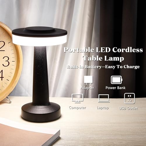 Riakrum 12 Pcs LED Cordless Table Lamp Bulk Rechargeable,Black - Image 3