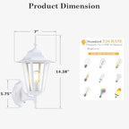 GRUENLICH Outdoor Wall Light Fixture, Antirust Aluminum Glass, White 2 Pack - Image 4