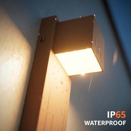 4 Pack 13" Modern Outdoor Led Wall Light,16W 3000K 1200Lumen Porch & Patio Hardwired Wall Mount Wall Sconces,Exterior IP65 Waterproof Aluminum Wall Lamp for Front Door Garage Garden(Rust) - Image 4