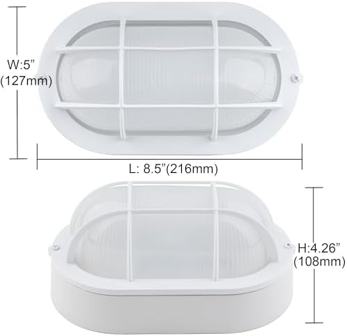 GRUENLICH LED Bulkhead Light, 8.5" Oval Aluminum, 3000K, White, 2 Pack - Image 4