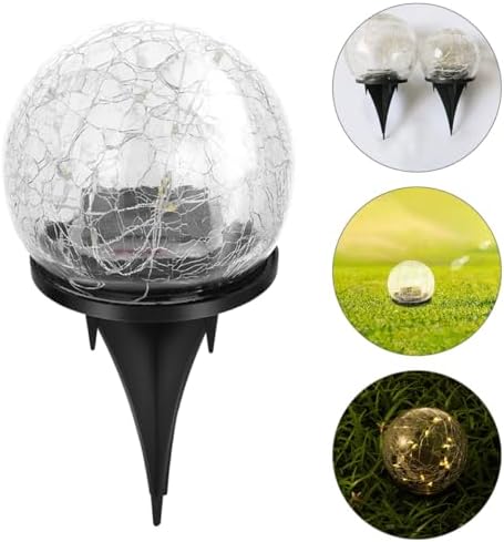 Solar Ground Light Crackle Ball Garden Lamp with 2V Panel - Image 6