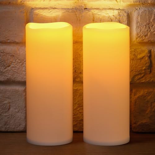 10" x 4" Large Waterproof Outdoor Solar Flameless LED Candles - 2 Pack by NURADA