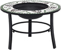Steel Fire Pit Bowl with Round Tabletop for Patio Garden BBQ, 26.8 Inch Ceramic Green Outdoor Fire Pit by Unknown