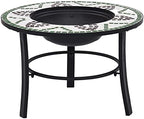 Steel Fire Pit Bowl with Round Tabletop for Patio Garden BBQ, 26.8 Inch Ceramic Green Outdoor Fire Pit by Unknown