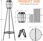 MXwcy 2 Pack Solar Lights Outdoor with Plant Stand, Waterproof Solar Floor Lamp & Tall Metal Planter Holder for Outside, Decorative Tripod Pathway Lantern for Patio, Garden, Porch, Yard Decor - Image 3