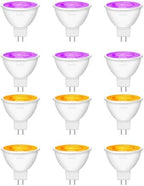 MR16 Orange & Purple LED Light Bulbs 12 Pack, 6W, GU5.3 Bi-Pin 12V, Non-Dimmable, 38° Beam, Halloween Party Lighting for Yard, Trees, Garden, Landscape by Dorillo